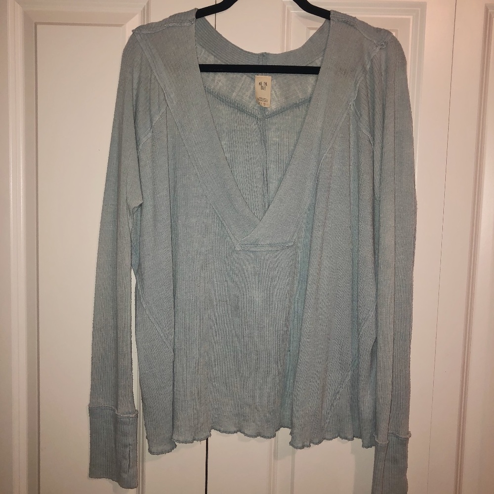 Free People Long Sleeve V-neck Blouse
